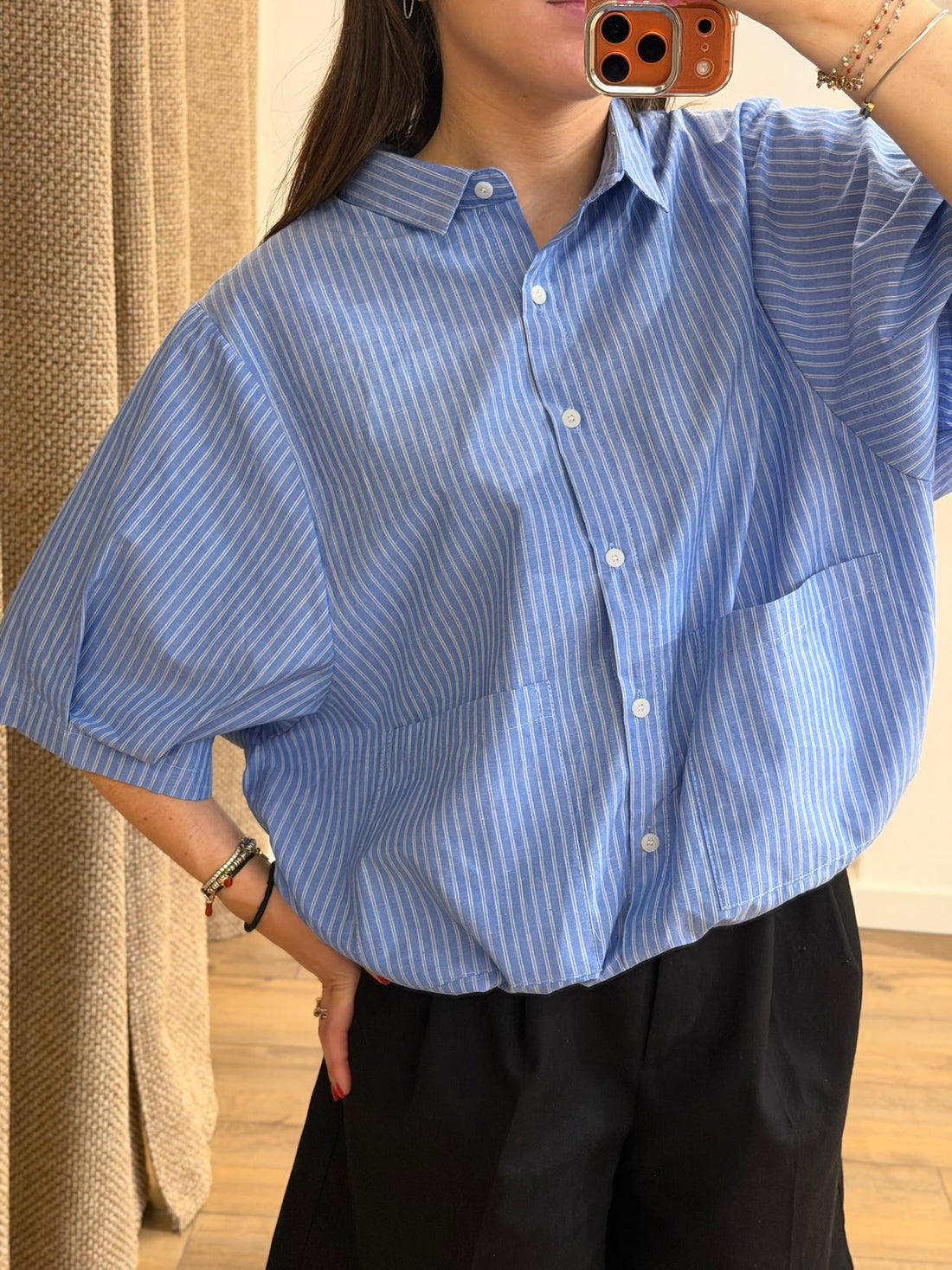 Chemise Loïs bleu rayé - Léone