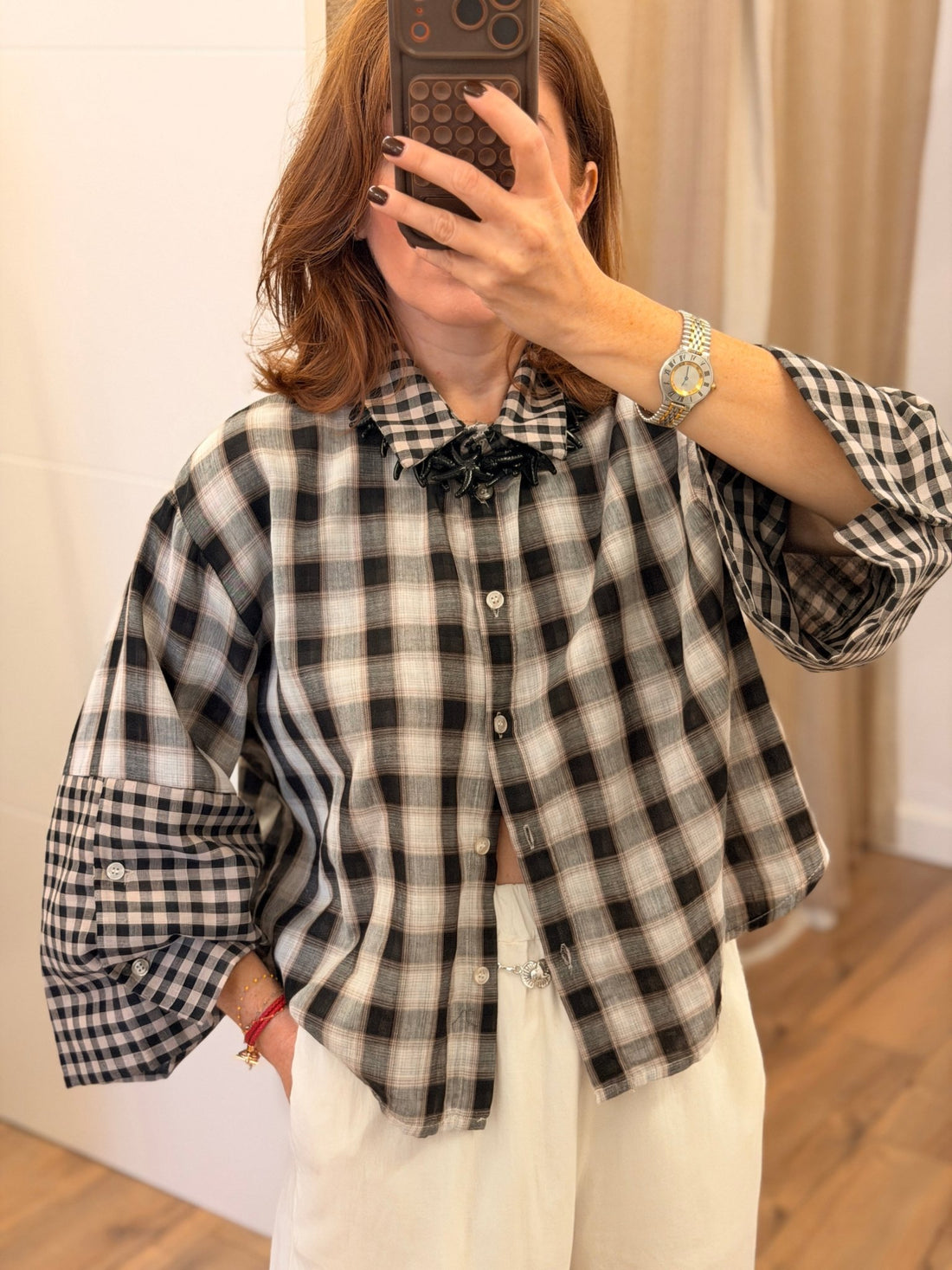 Chemise manches larges vichy - Léone