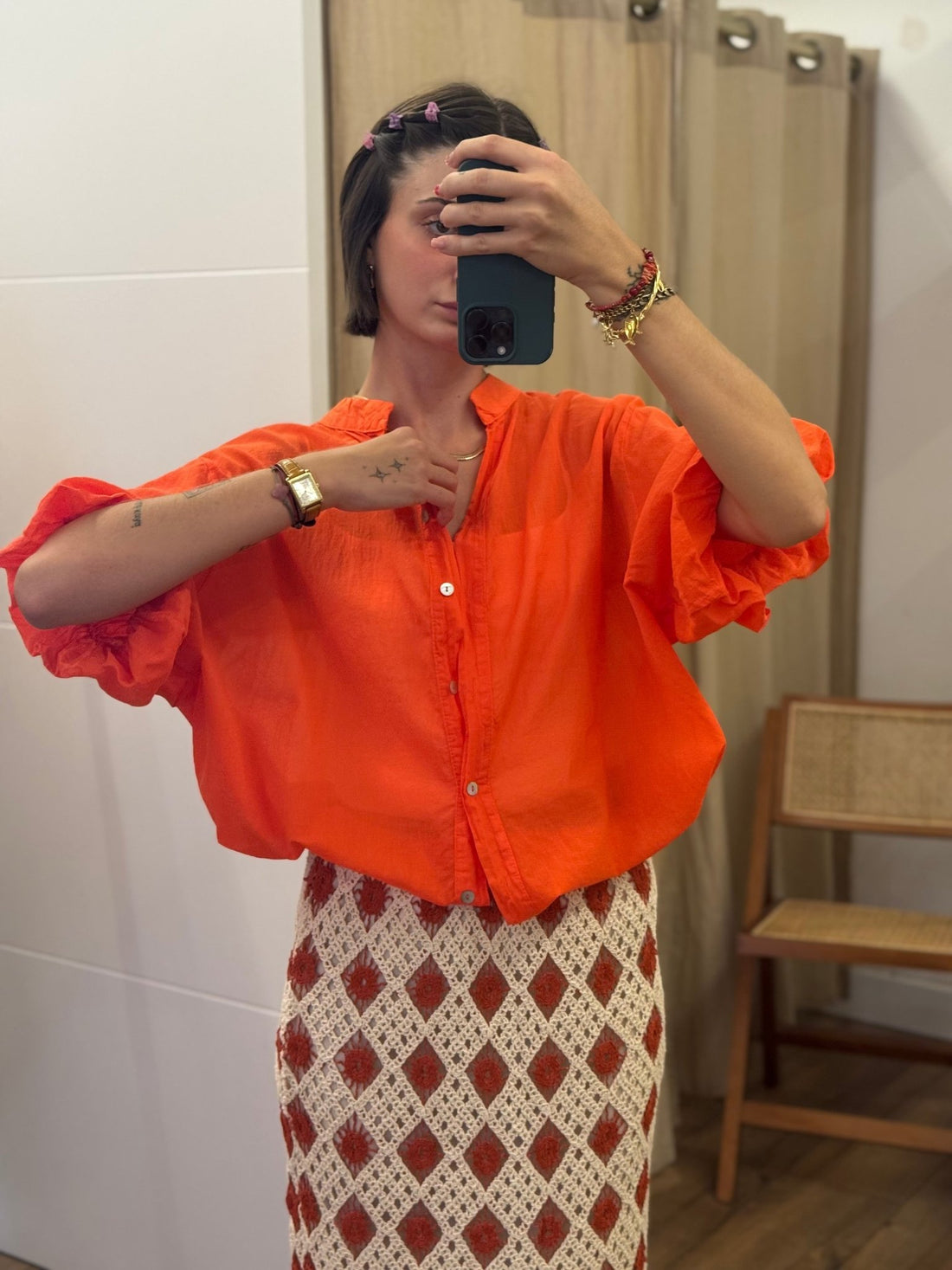 Chemise Manola rouge orange - Léone