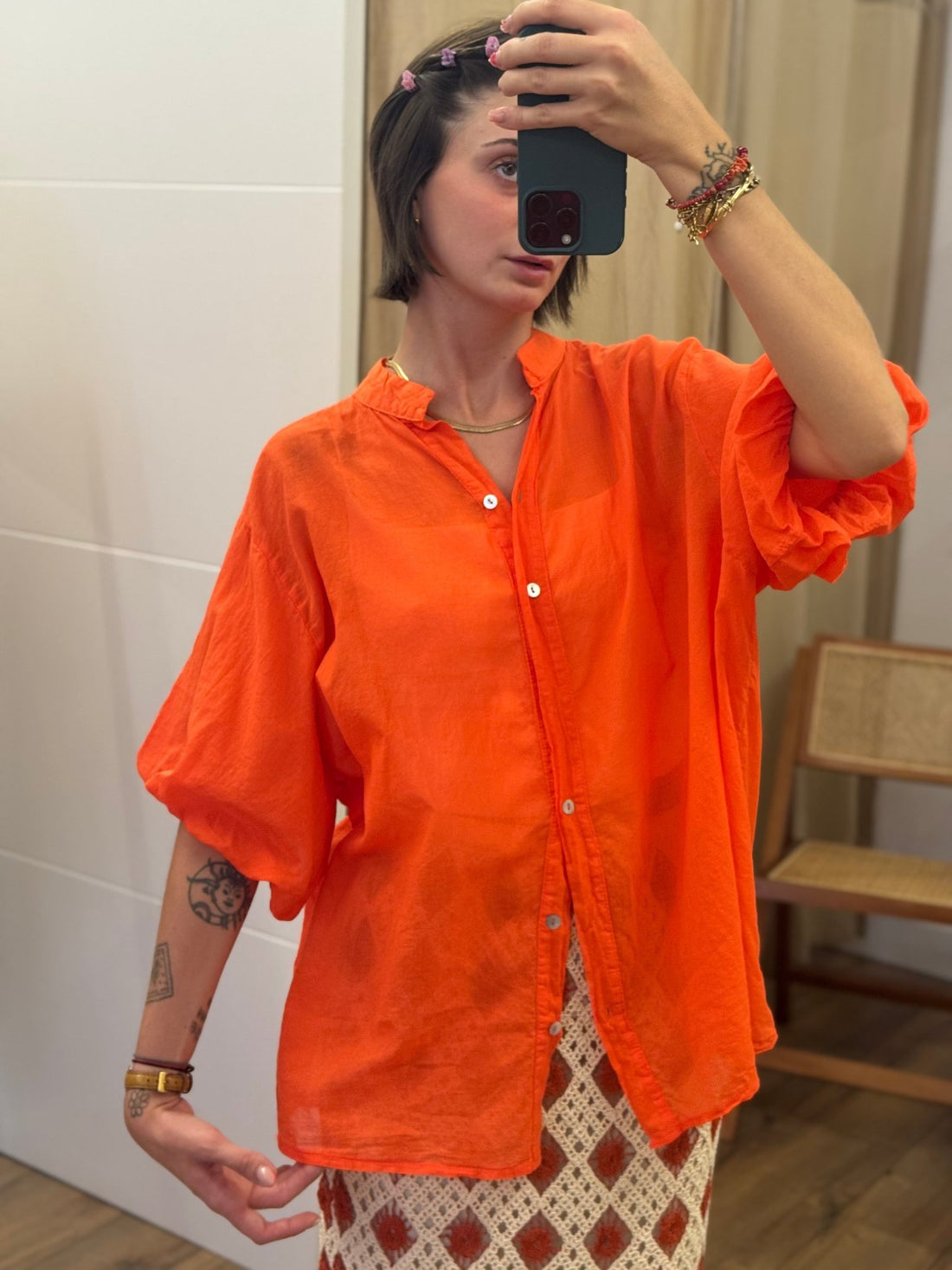 Chemise Manola rouge orange - Léone