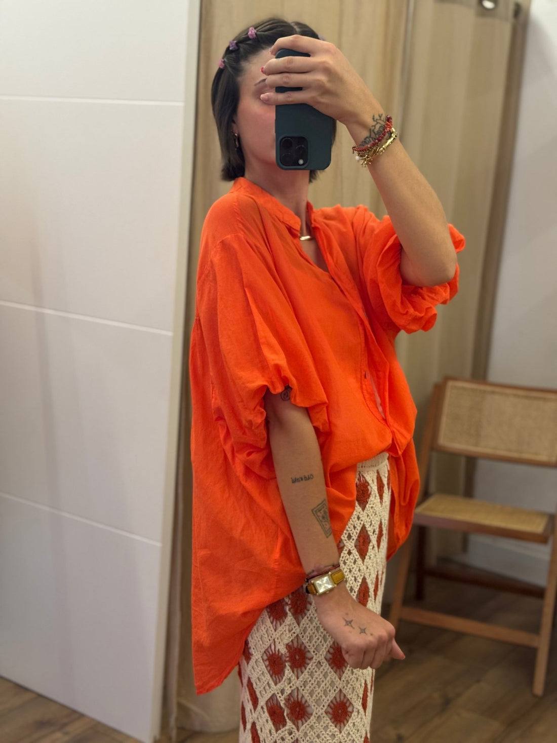 Chemise Manola rouge orange - Léone