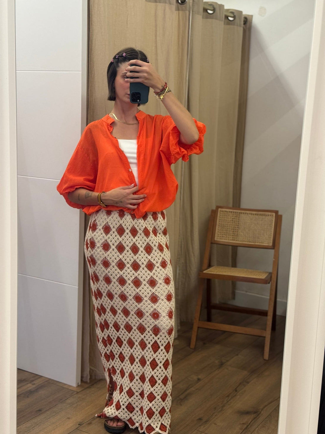 Chemise Manola rouge orange - Léone