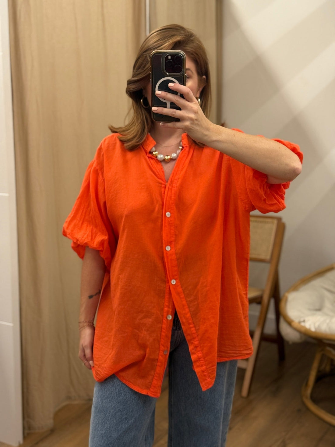Chemise Manola rouge orange - Léone