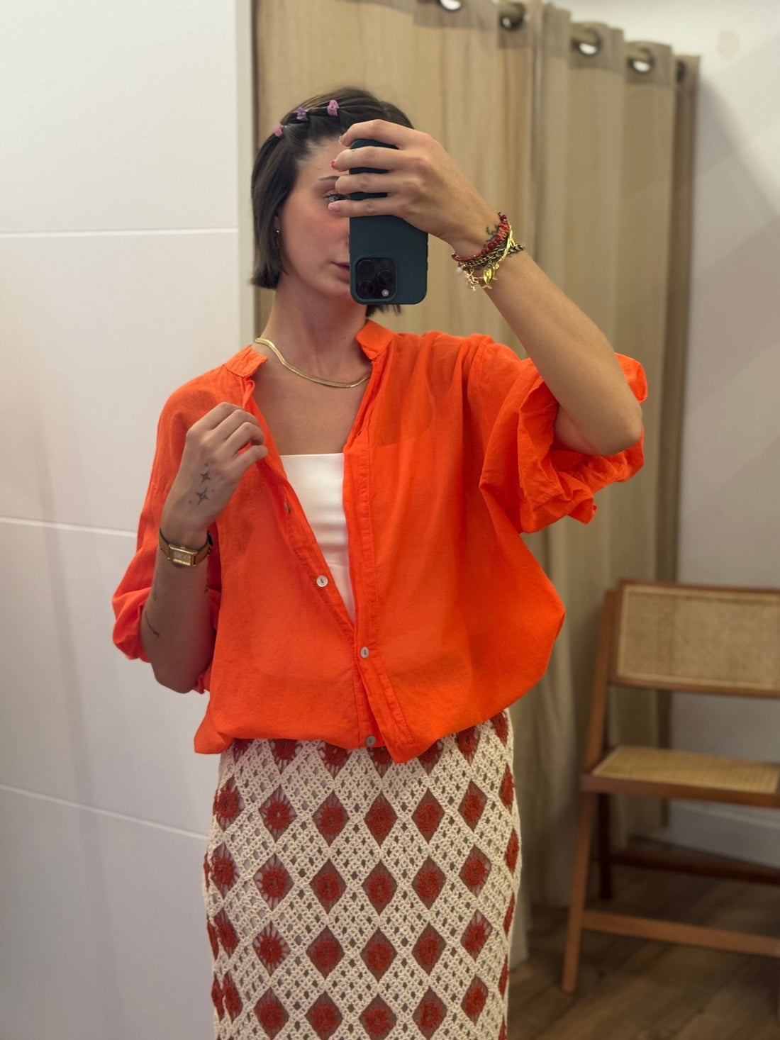 Chemise Manola rouge orange - Léone