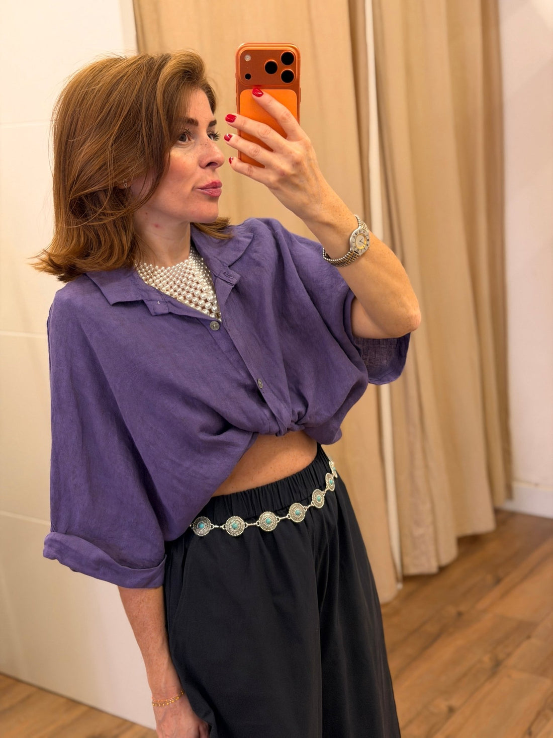 Chemise Polynésie violet - Léone