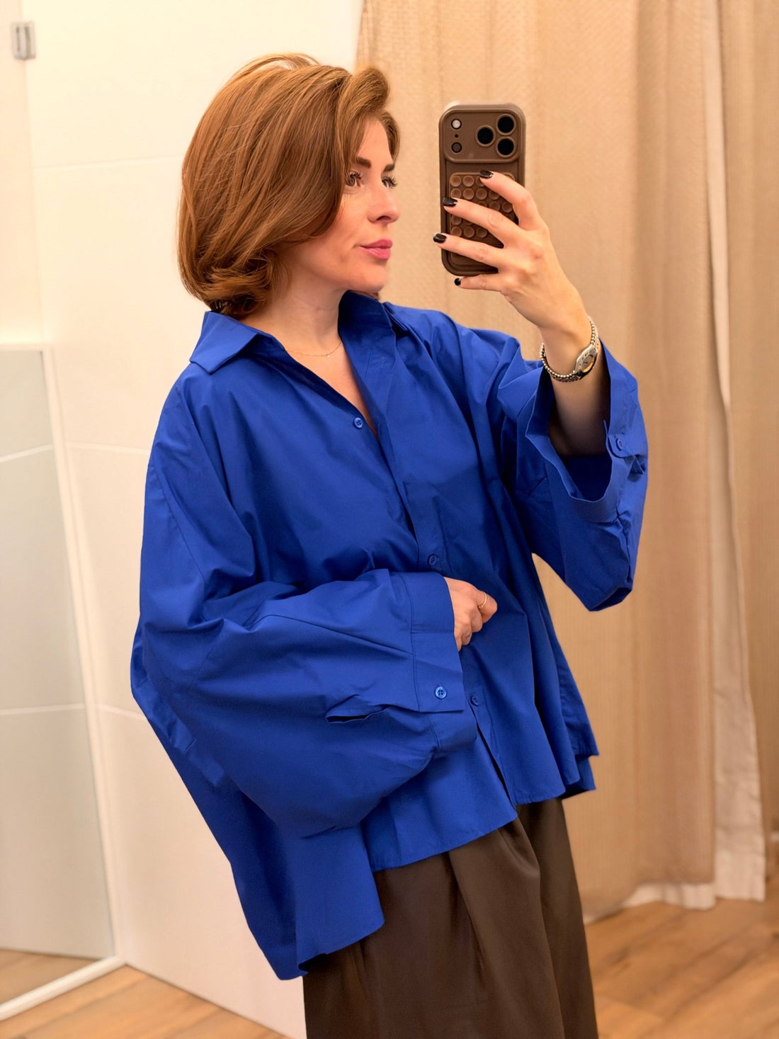 Chemise popeline bleu roi - Léone