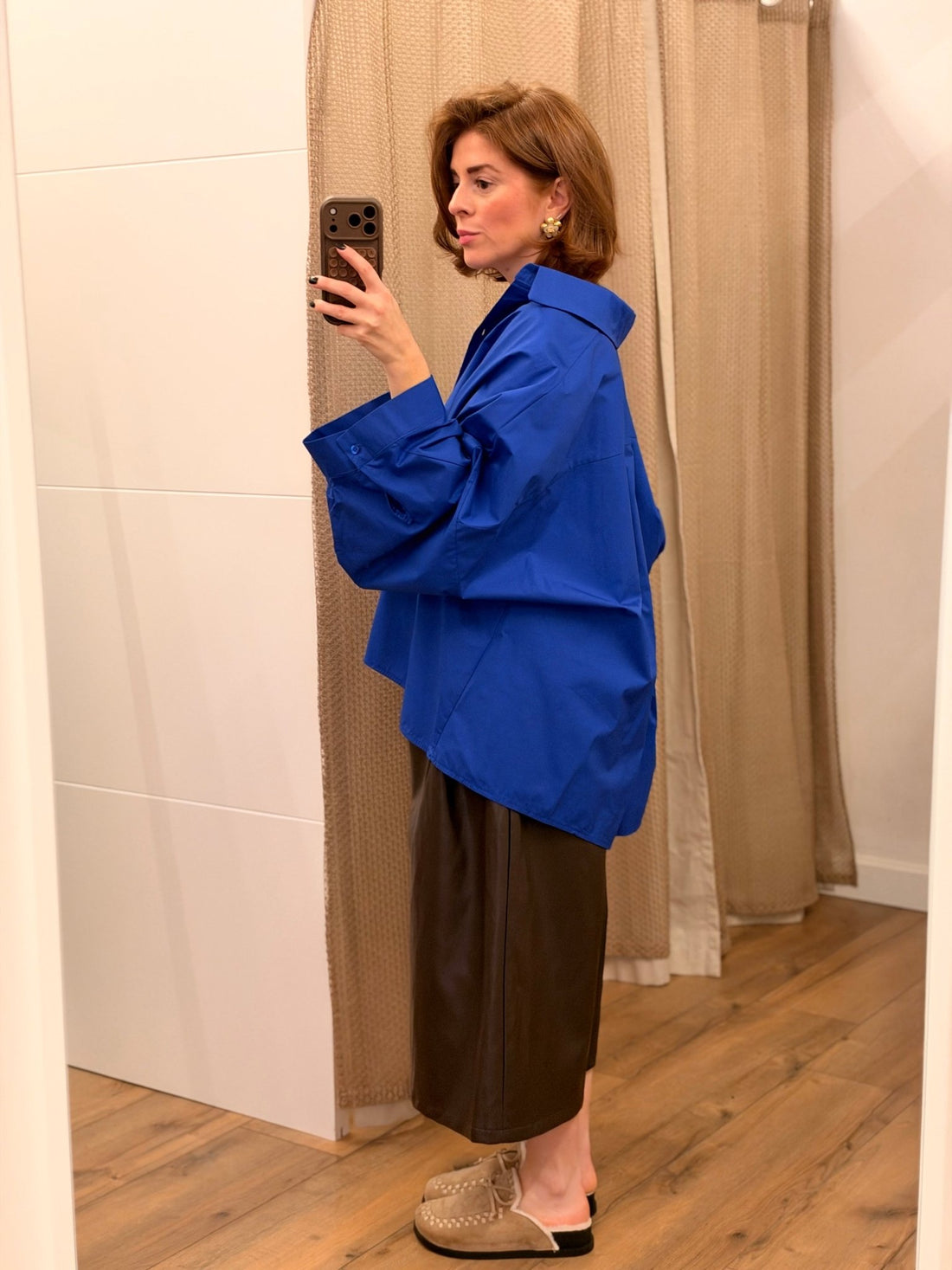 Chemise popeline bleu roi - Léone