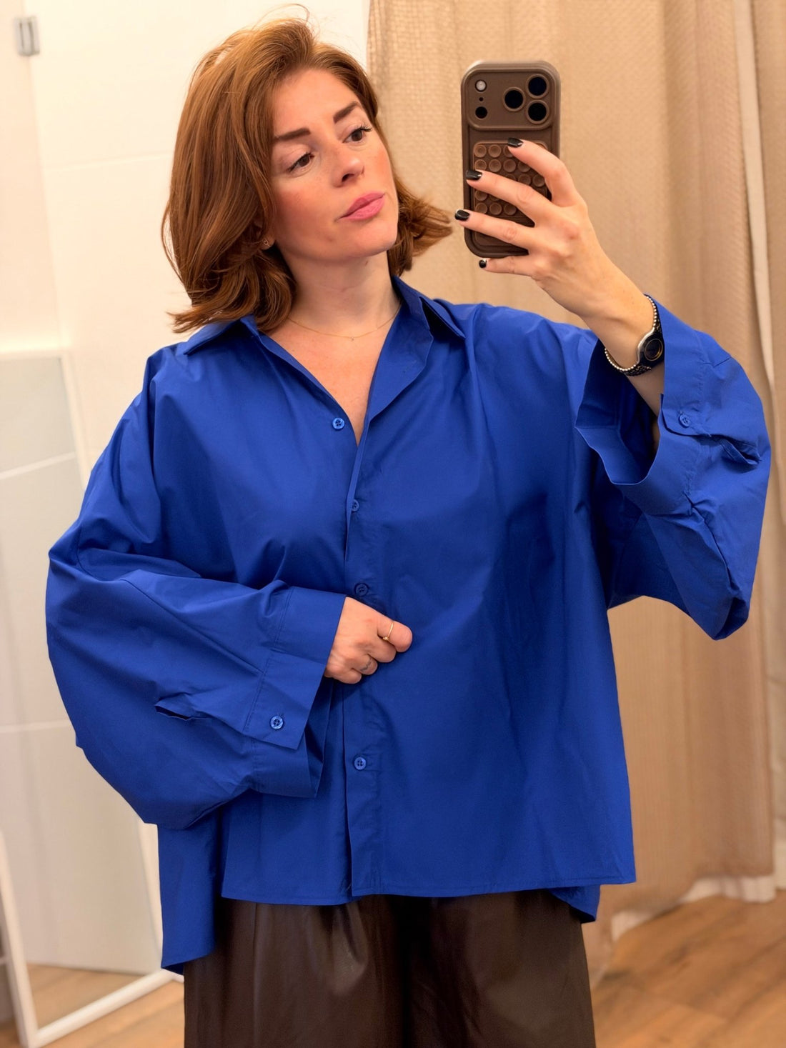 Chemise popeline bleu roi - Léone