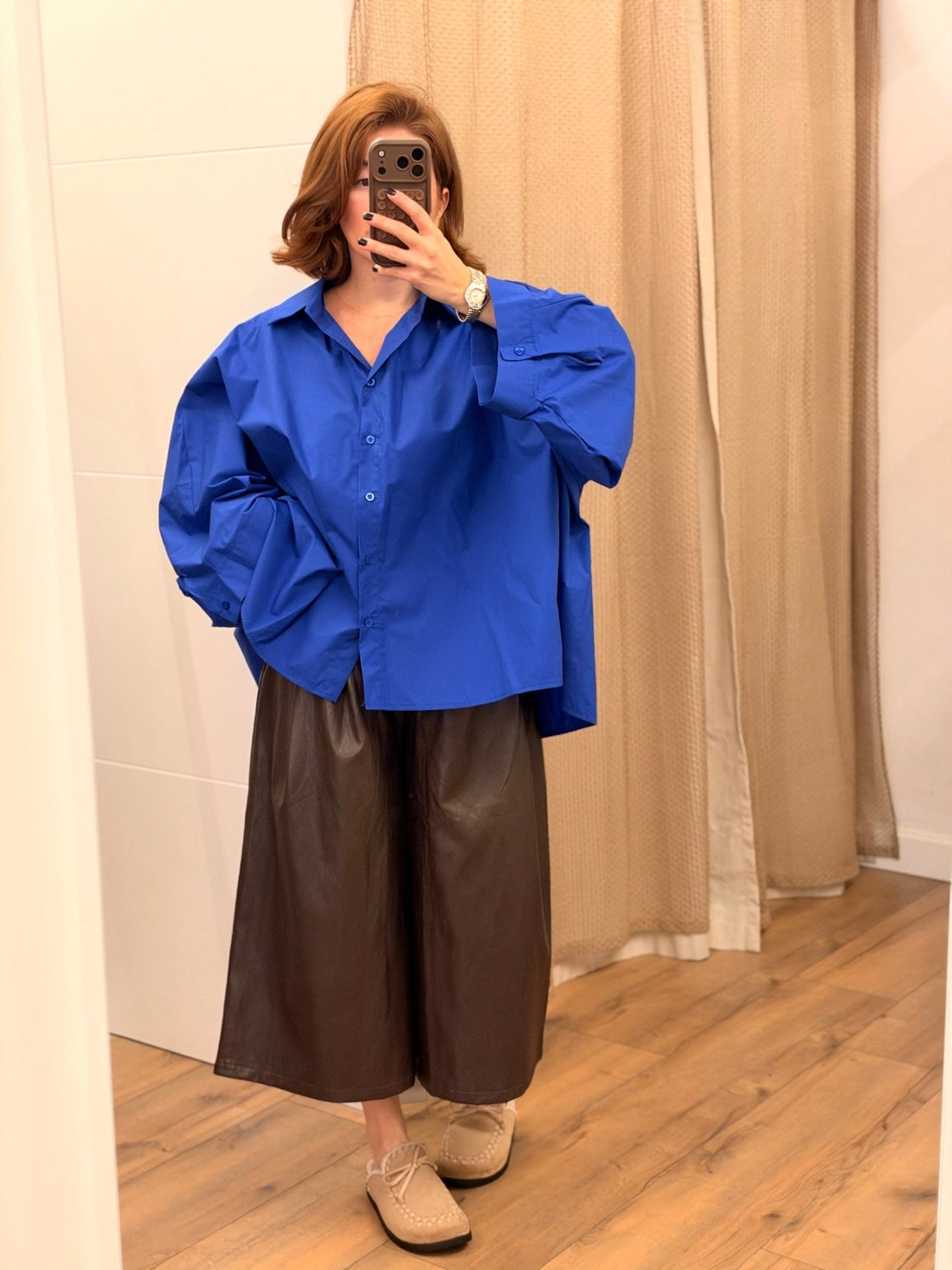 Chemise popeline bleu roi - Léone