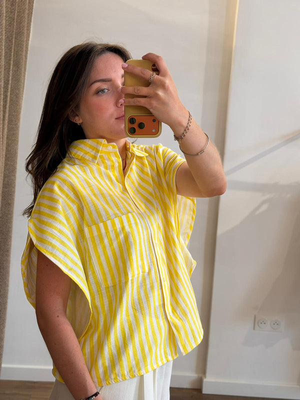 Chemise rayée jaune Noumea - Léone