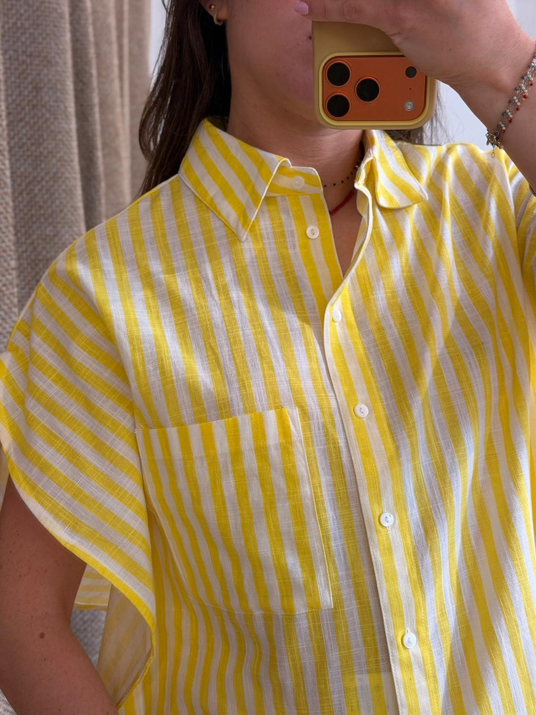 Chemise rayée jaune Noumea - Léone