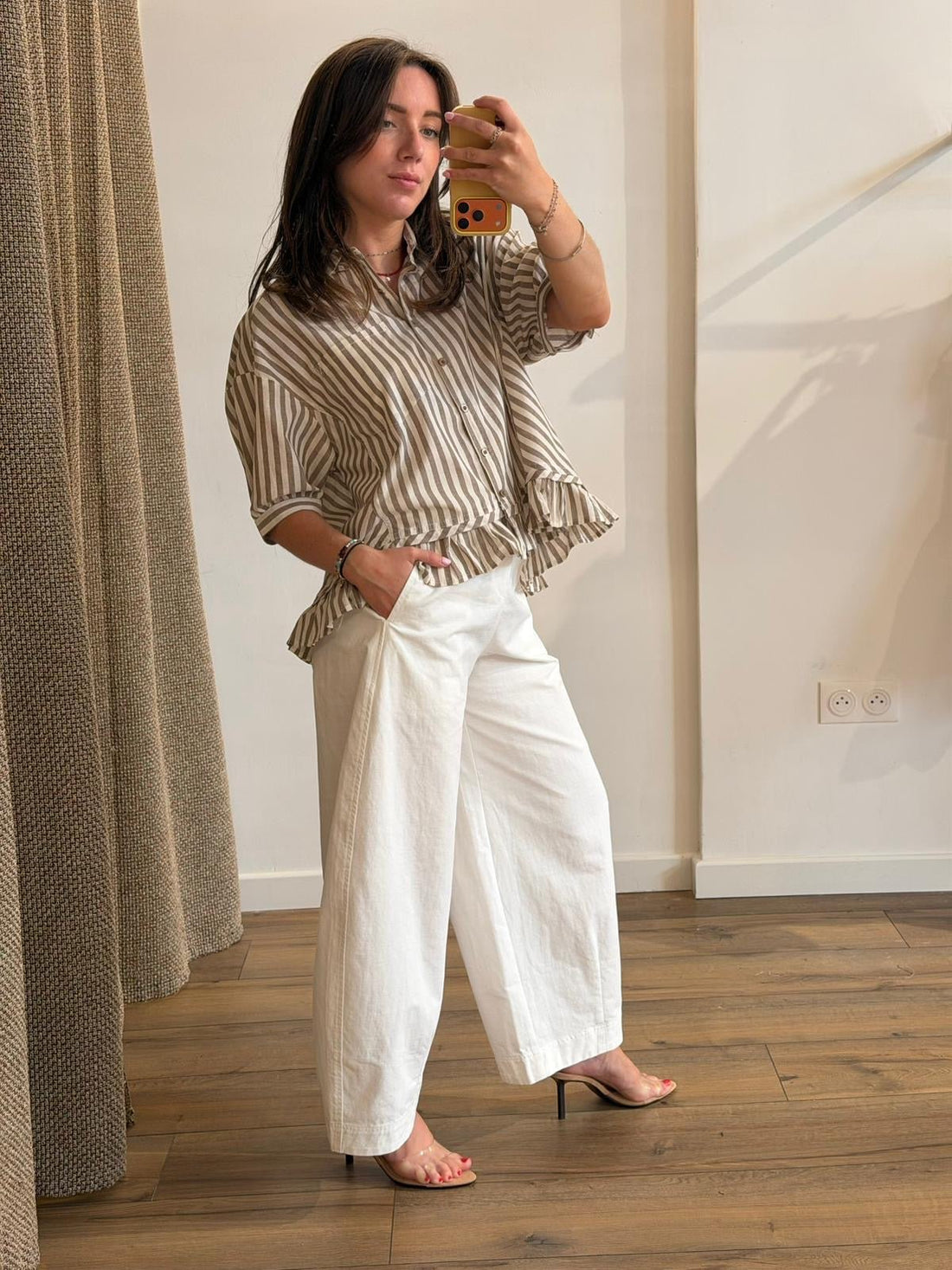 Chemise rayée marron Meive - Léone
