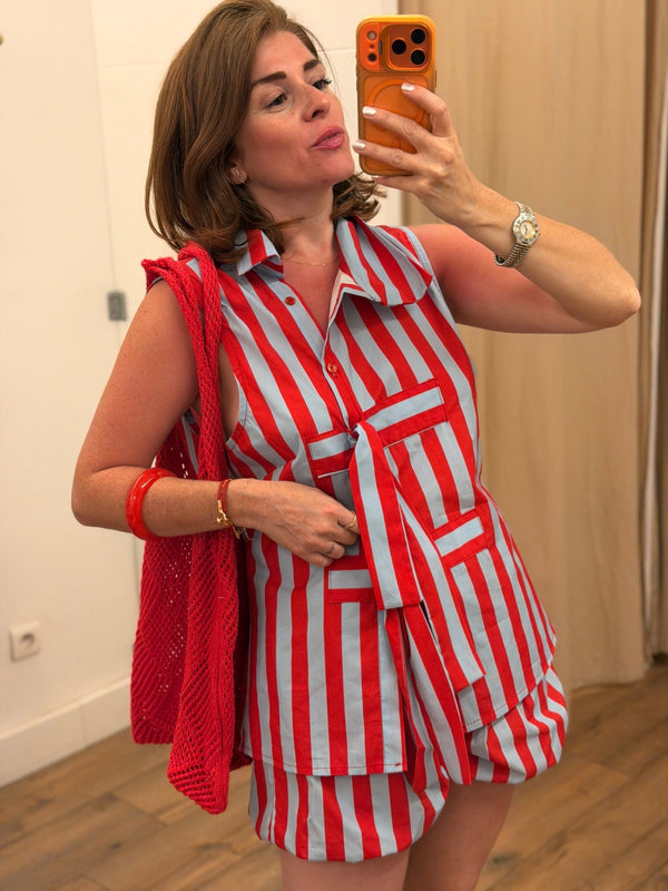 Chemise rayée Sasha bleue - Léone