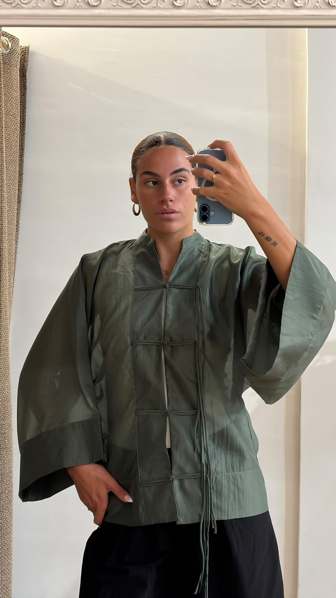 Chemise tulle Mira kaki - Léone