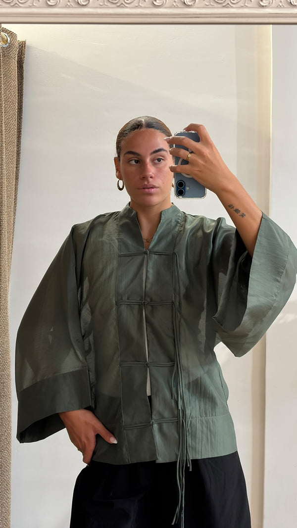 Chemise tulle Mira kaki - Léone