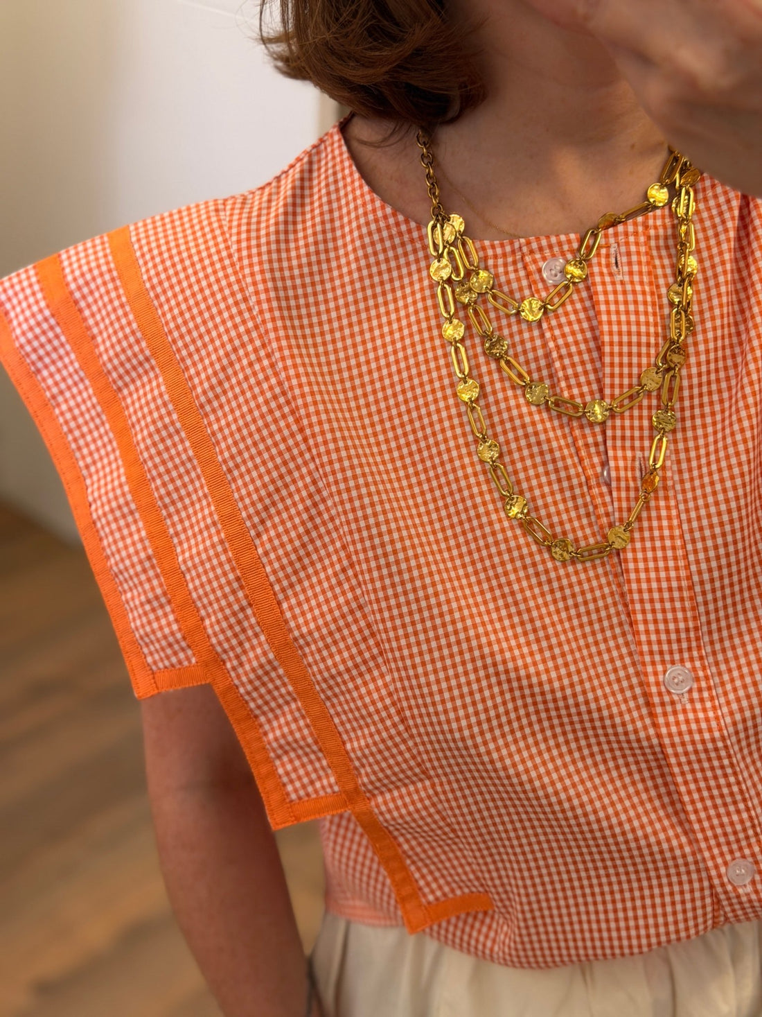 Chemise vichy orange Denise - Léone
