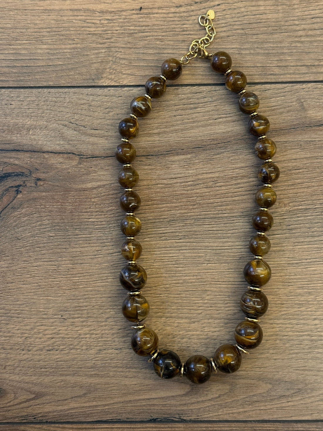 Collier avec billes marbrées - Léone