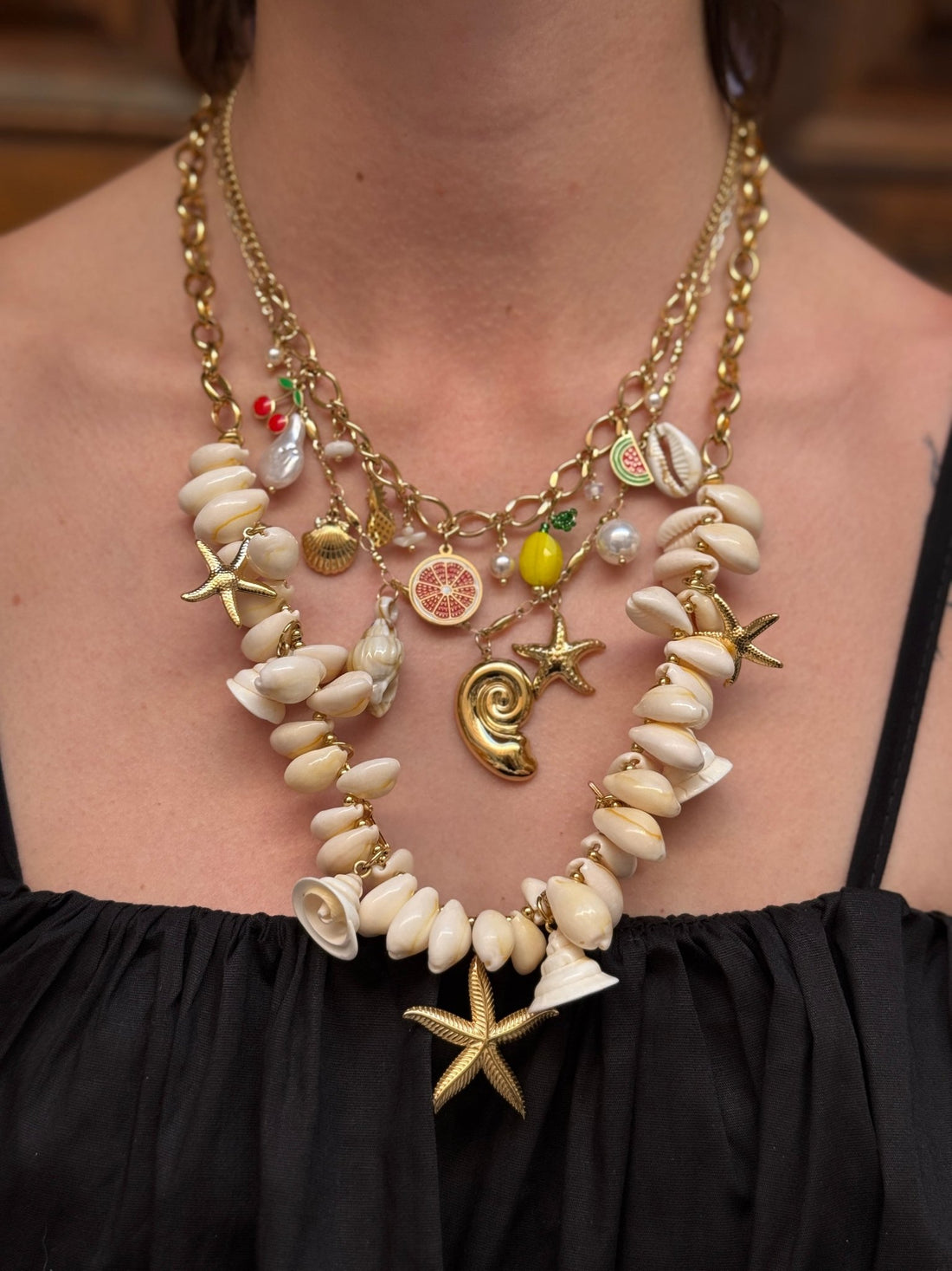 Collier coquillages et étoiles de mer - Léone