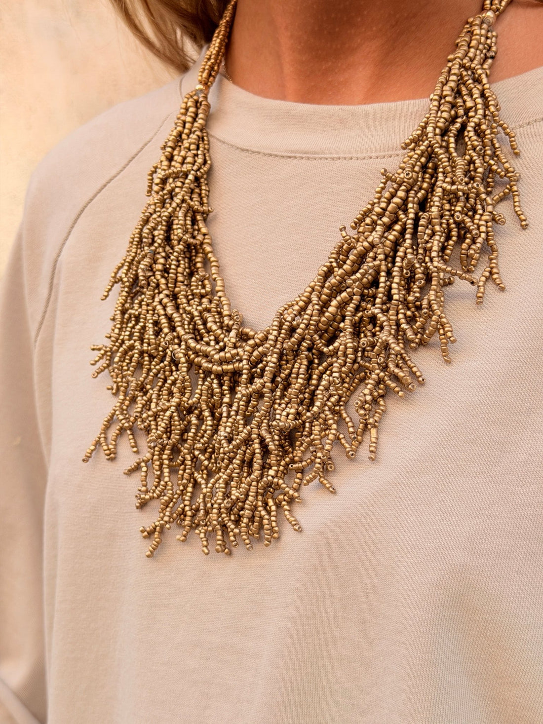 Collier coraux perle doré - Léone