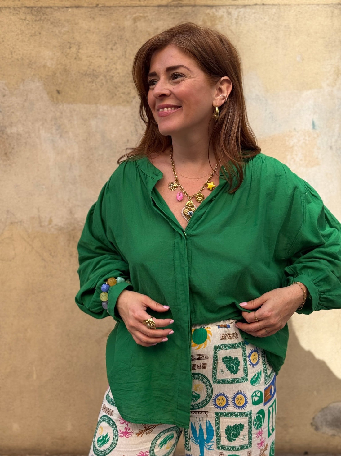 Collier doré avec breloques cœur et œil - Léone