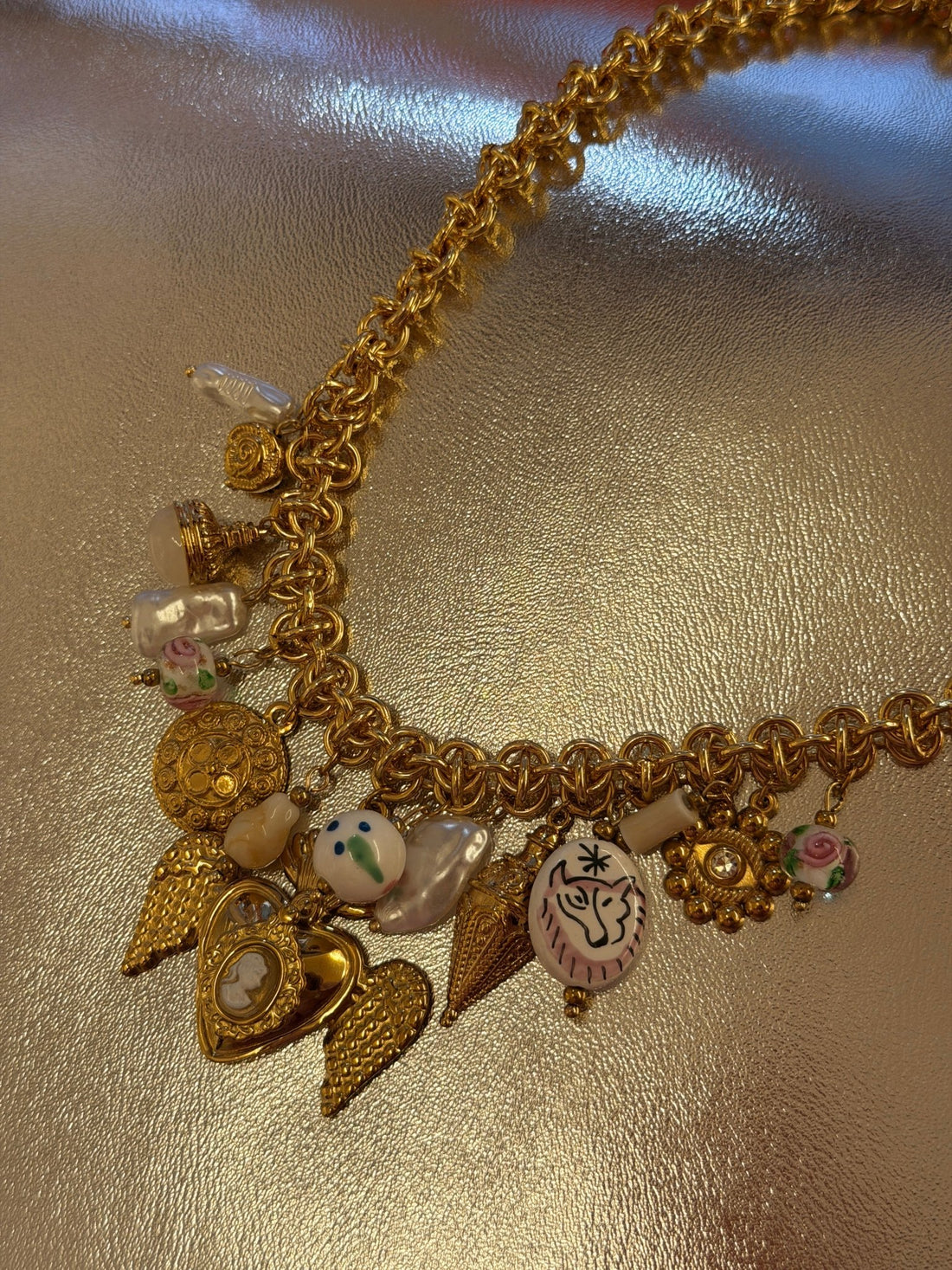 Collier doré coeur ailes - Léone