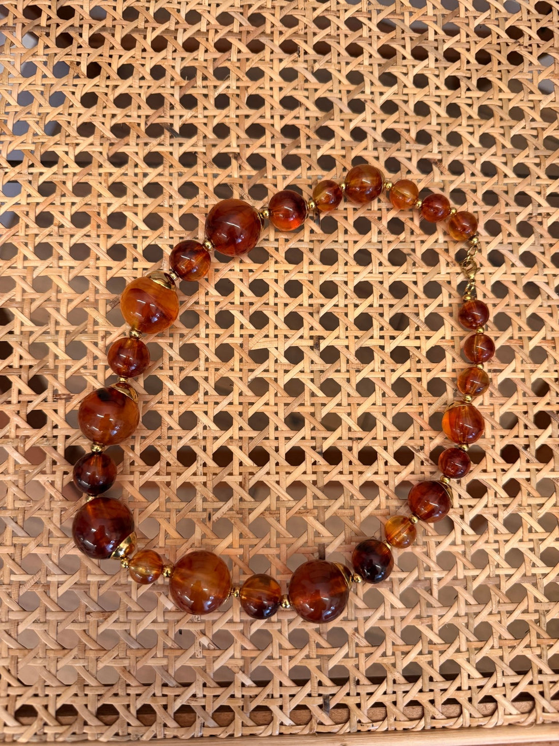 Collier dore et marron - Léone