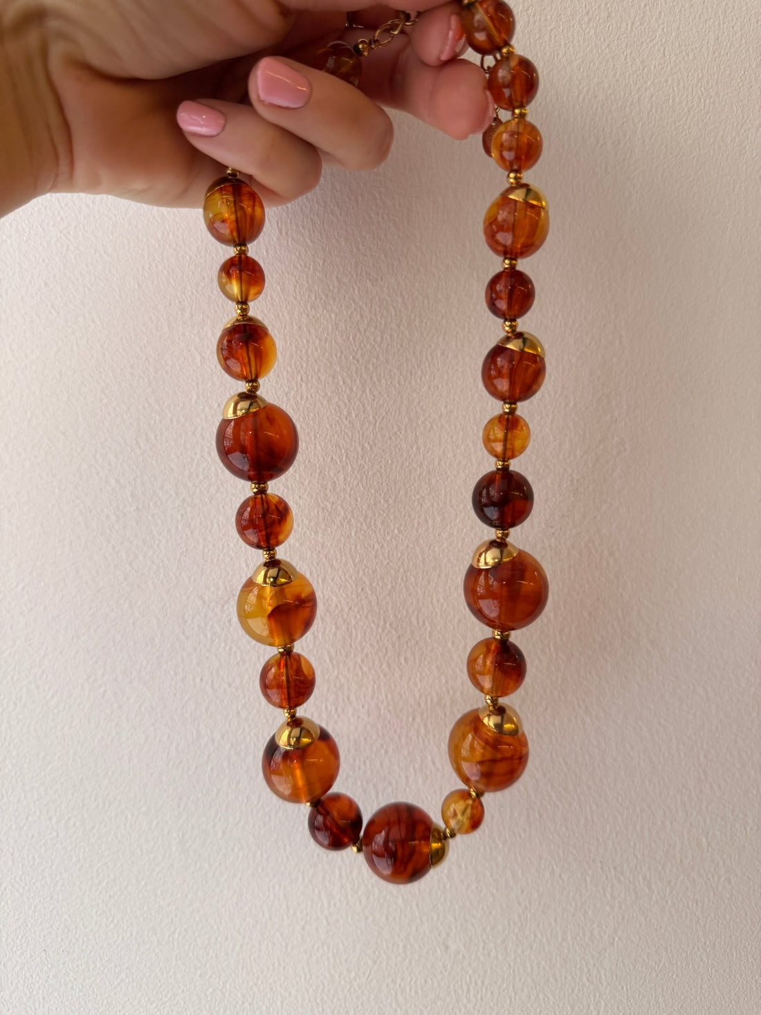 Collier dore et marron - Léone