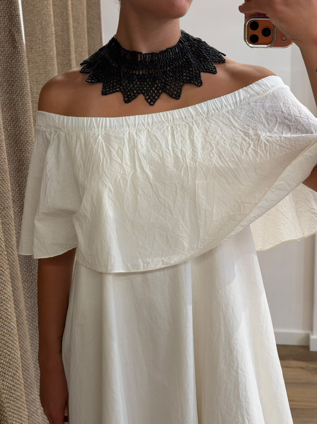 Collier fin plastron noir - Léone