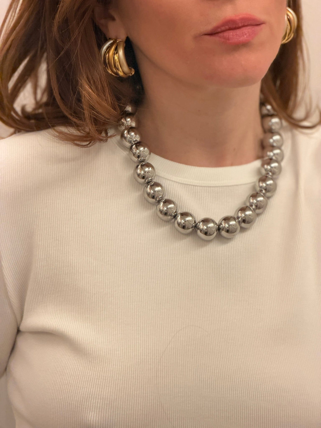 Collier grosses billes argent - Léone