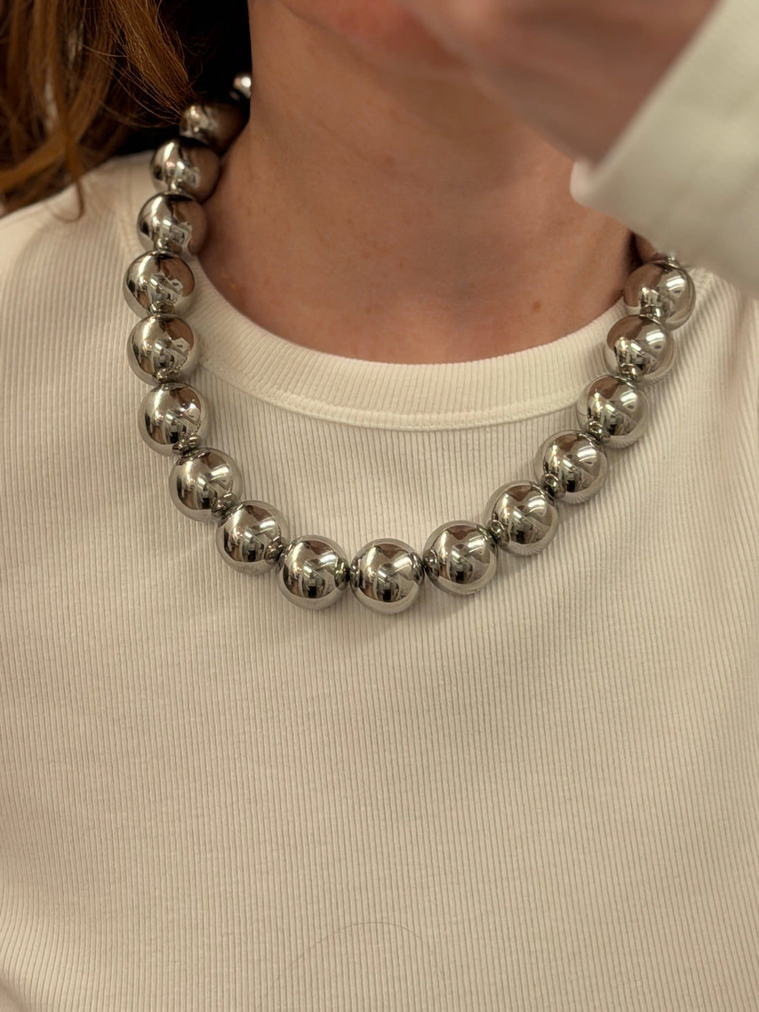 Collier grosses billes argent - Léone