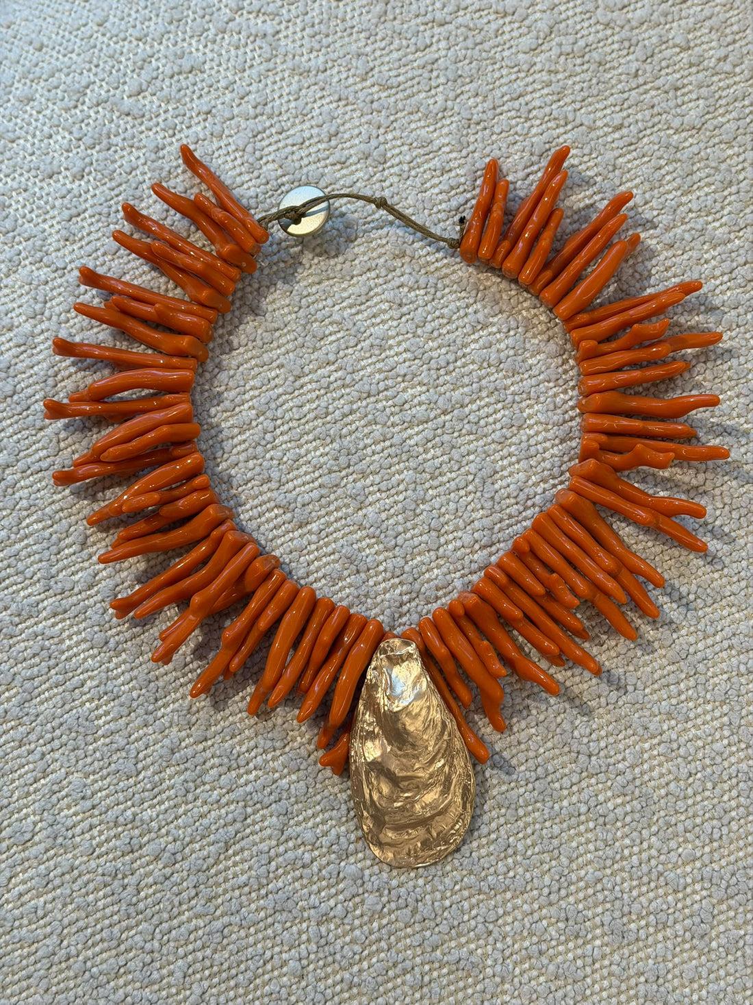 Collier orange corail et metal - Léone