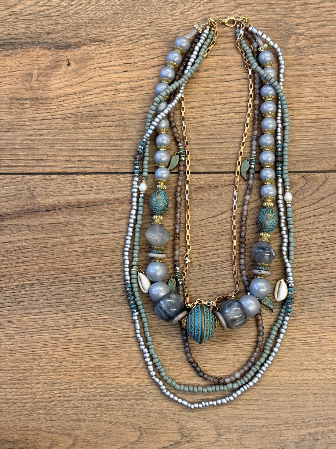 Collier original gris bleu - Léone