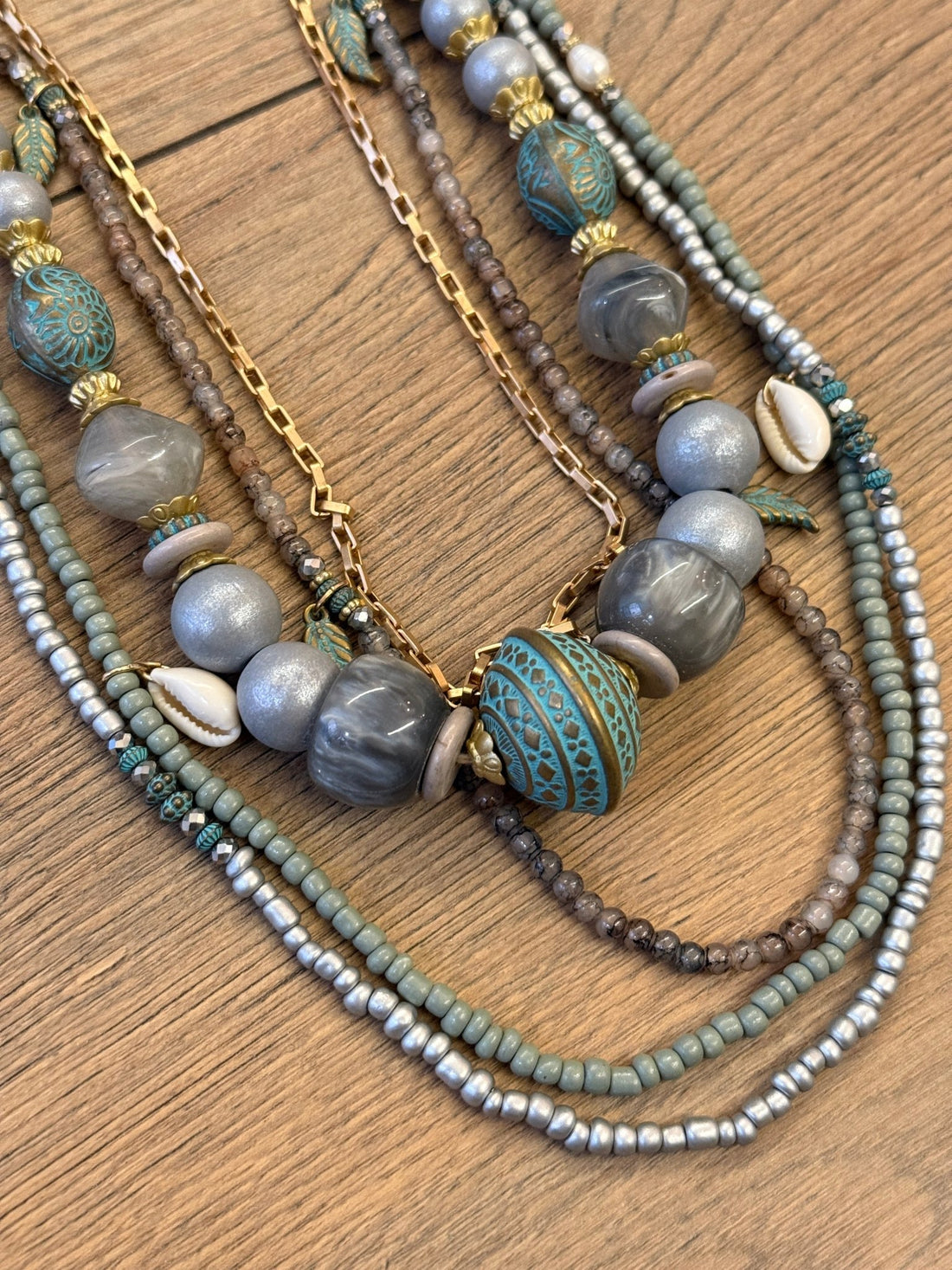 Collier original gris bleu - Léone