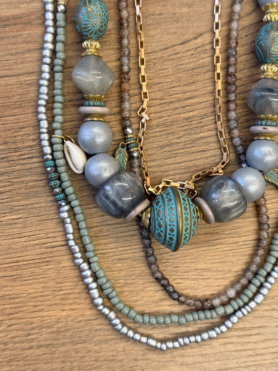 Collier original gris bleu - Léone