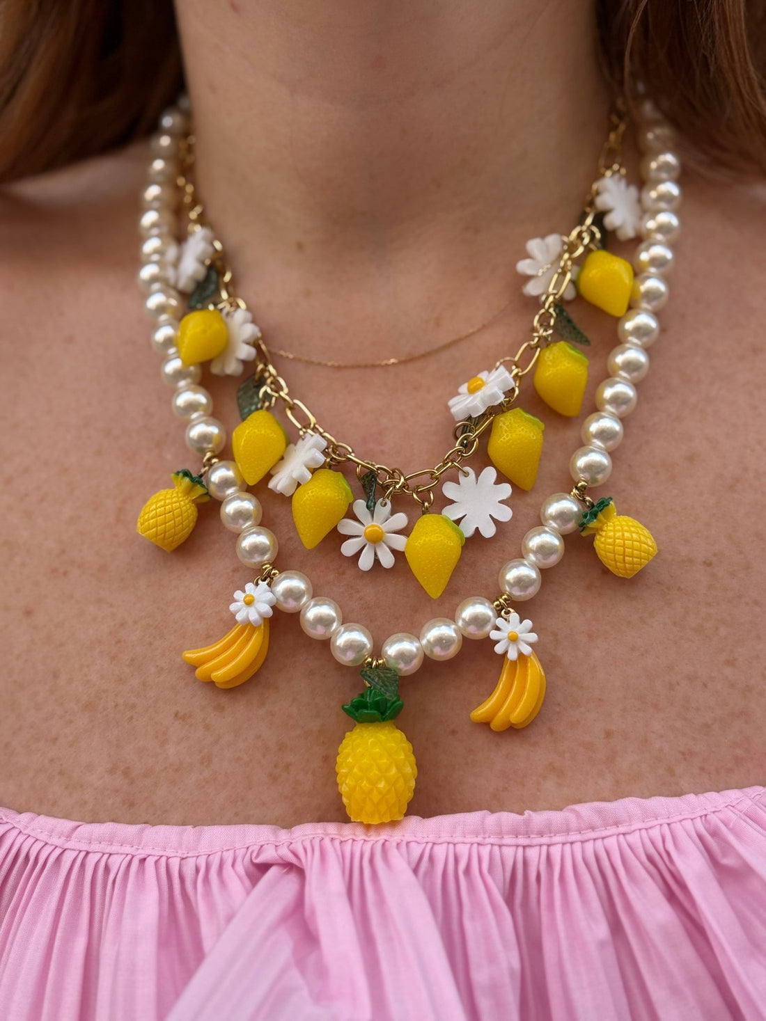 Collier perles, ananas et bananes - Léone