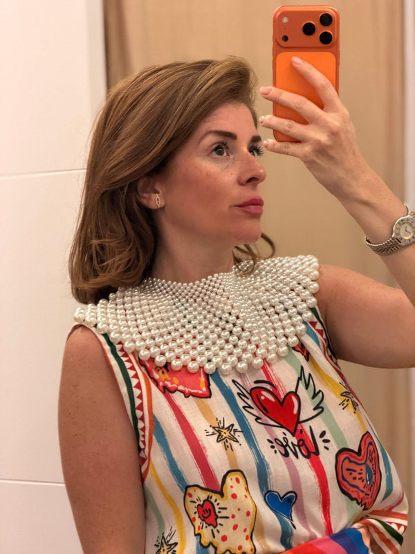 Collier plastron perle nacre - Léone