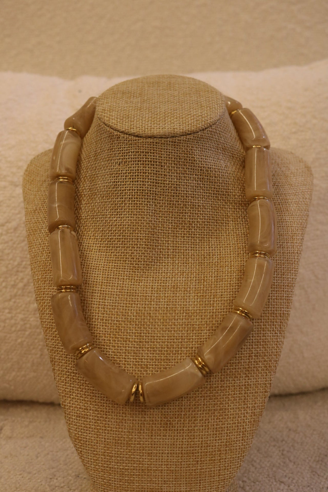 Collier résine beige - Léone