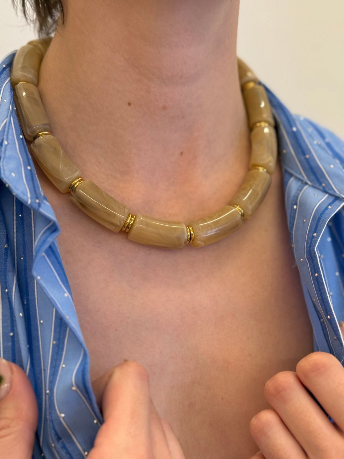 Collier résine beige - Léone