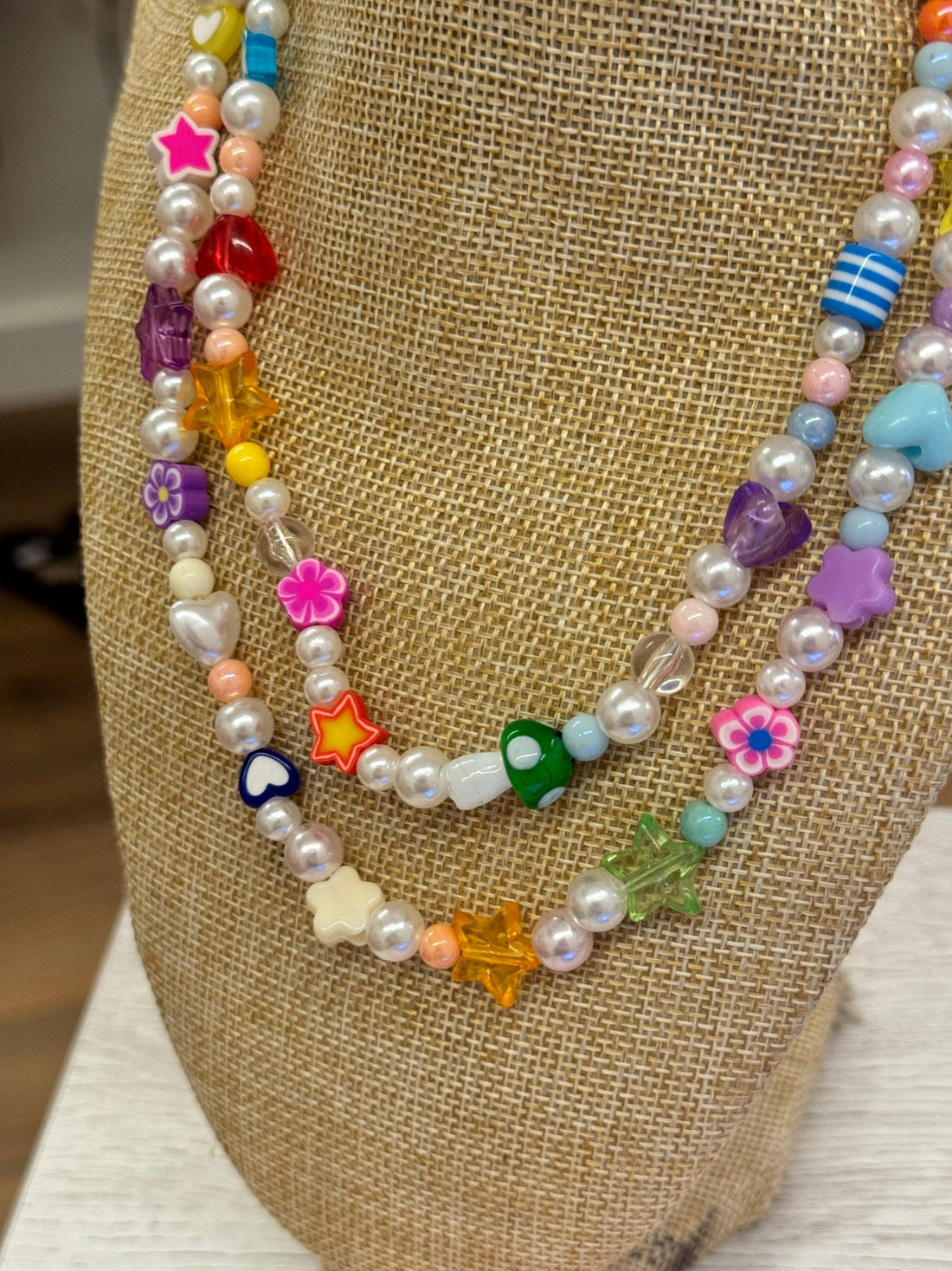 Double collier fantaisie perles multicolores - Léone