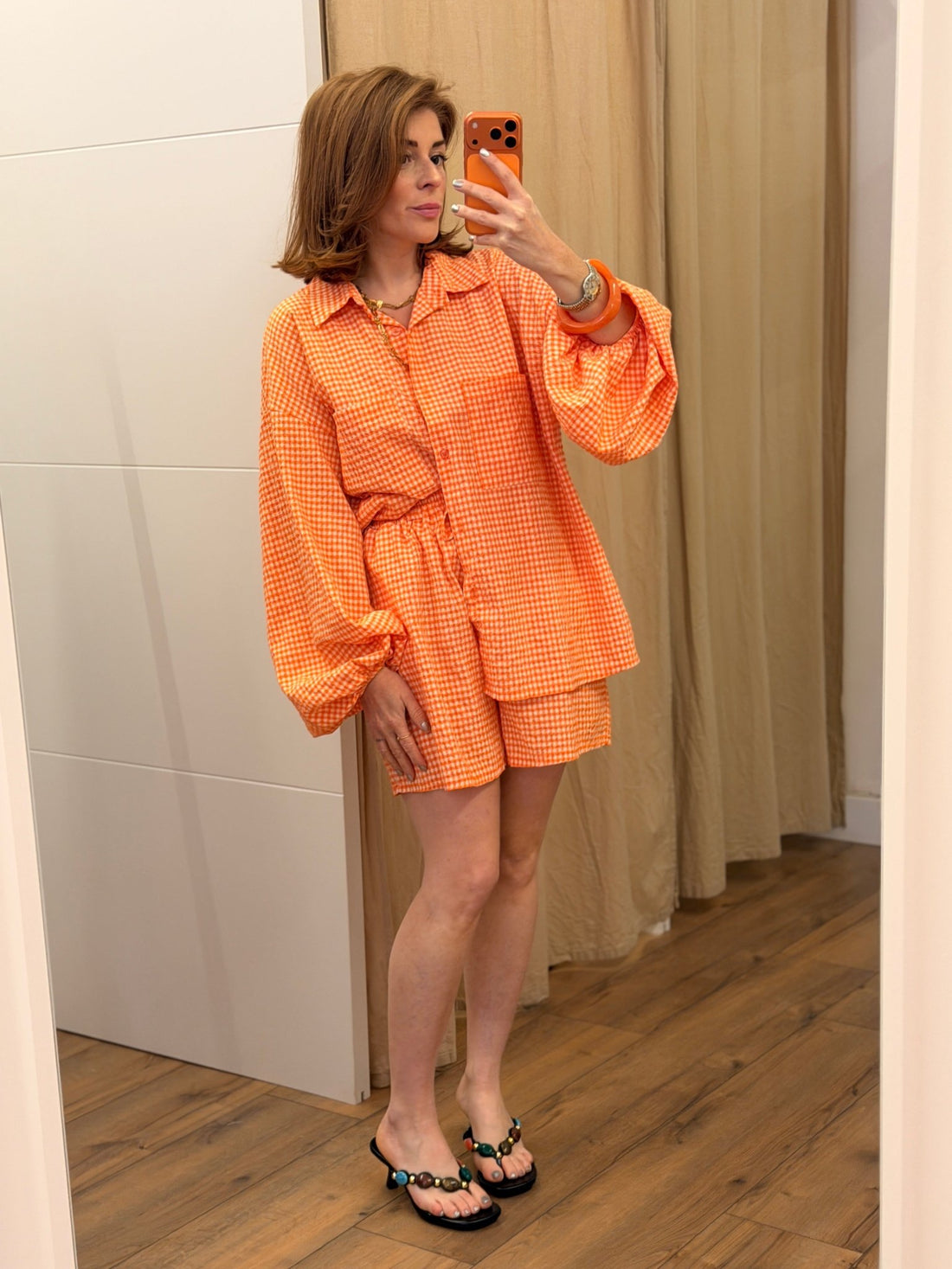 Ensemble vichy Melba orange - Léone