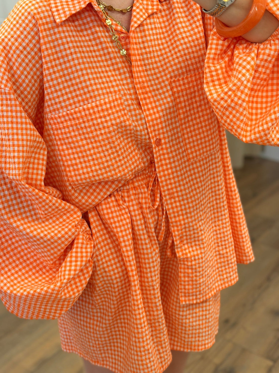 Ensemble vichy Melba orange - Léone