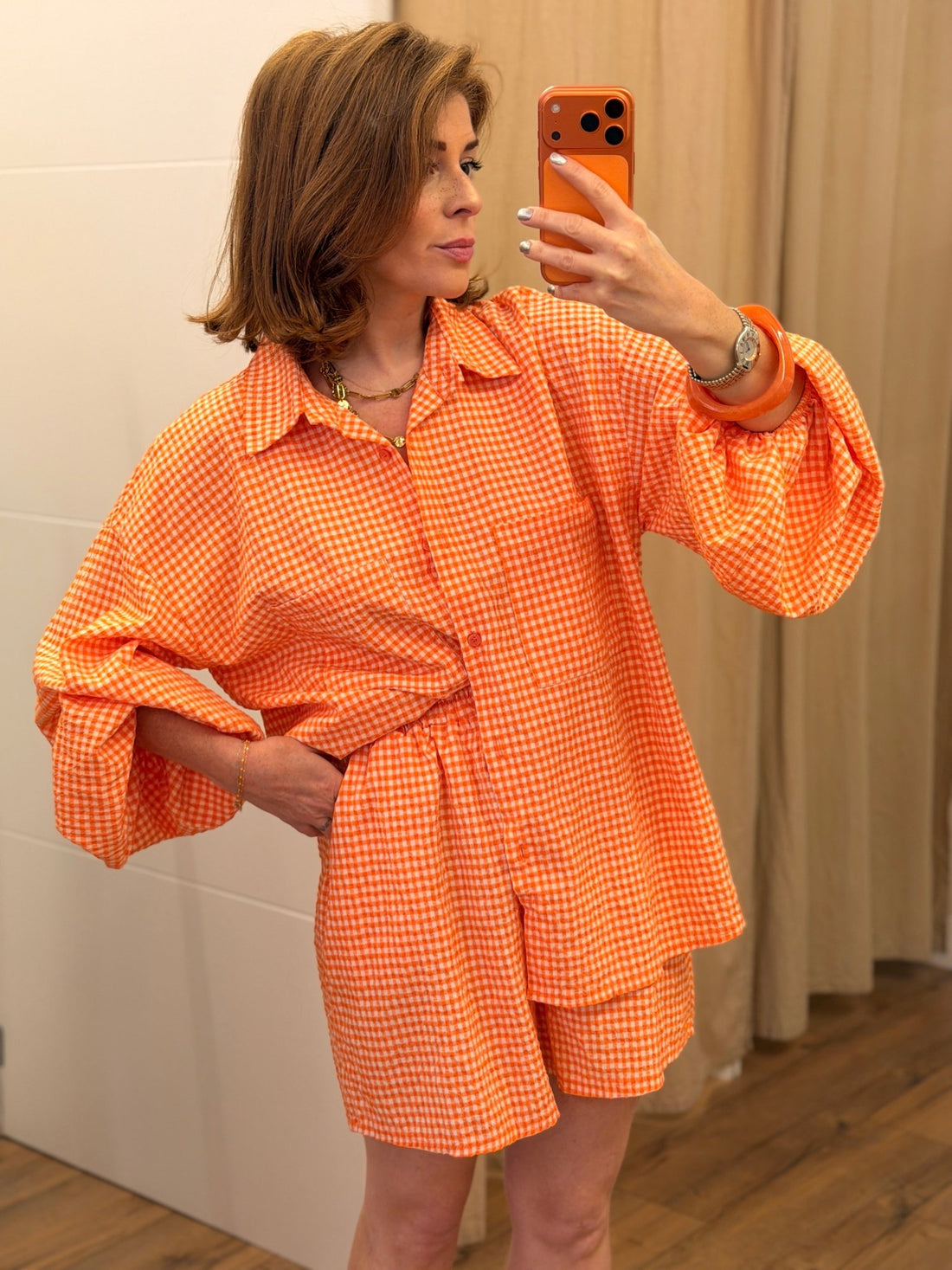 Ensemble vichy Melba orange - Léone