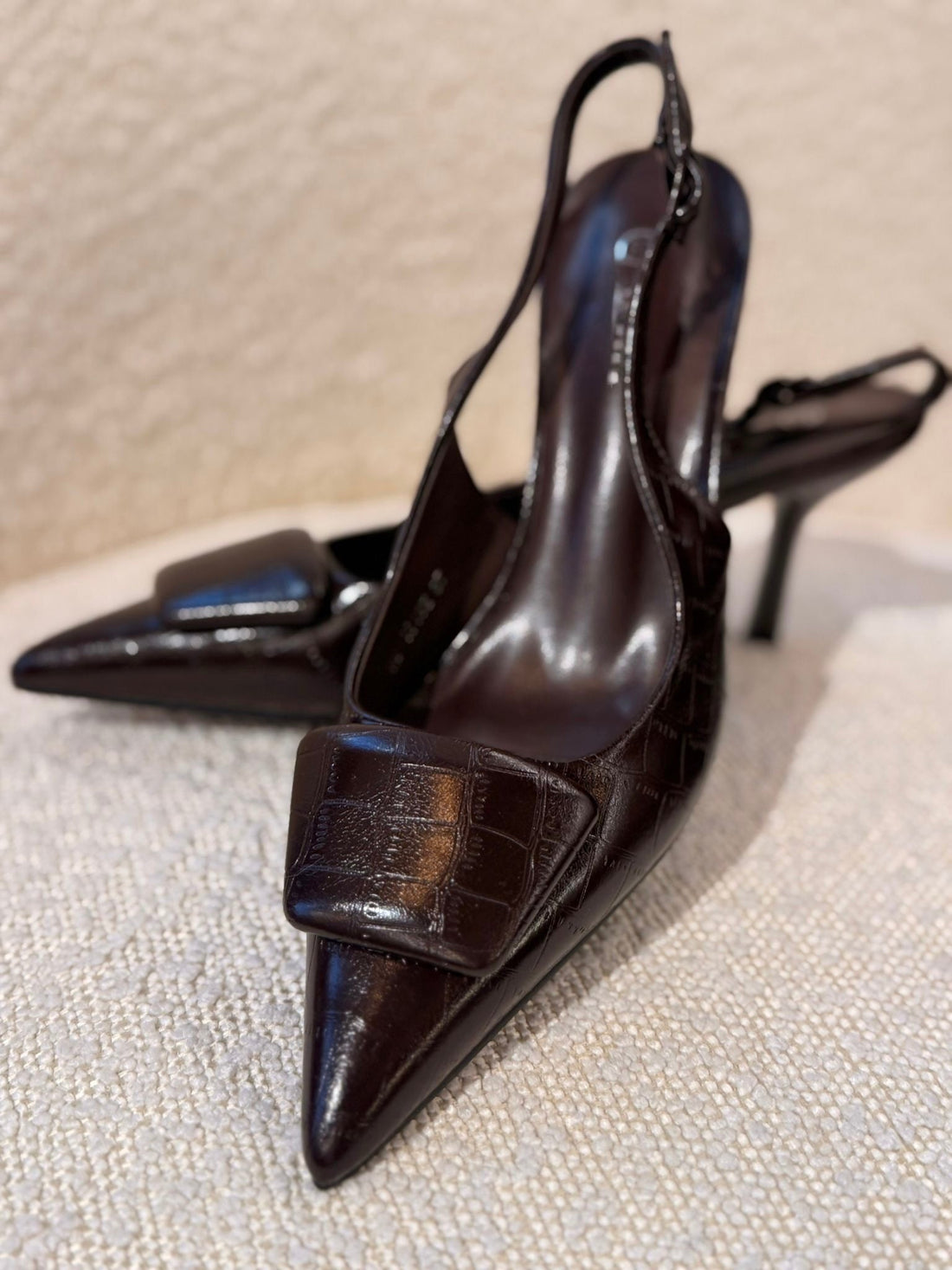 Escarpins marron croco - Léone