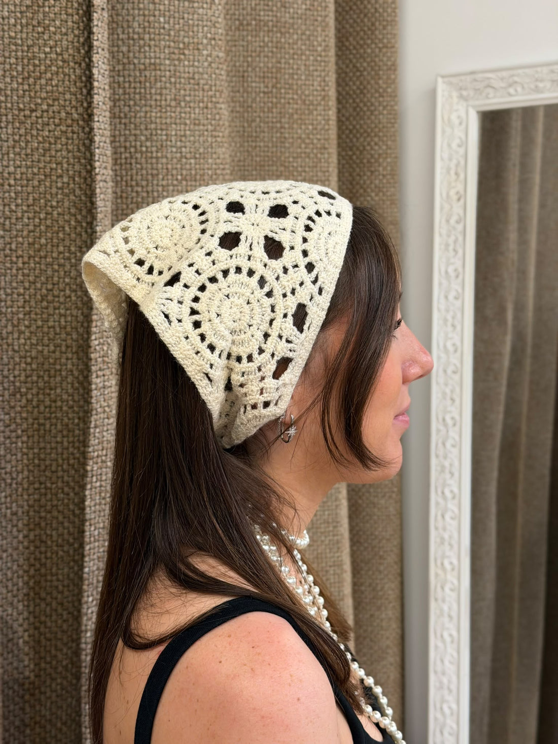 Fichu en crochet beige - Léone