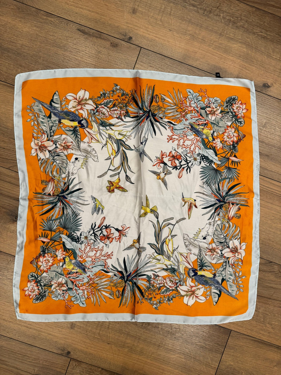 Foulard orange imprimé fleur - Léone