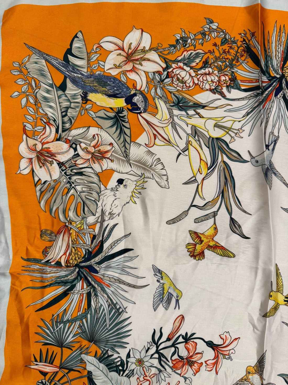 Foulard orange imprimé fleur - Léone
