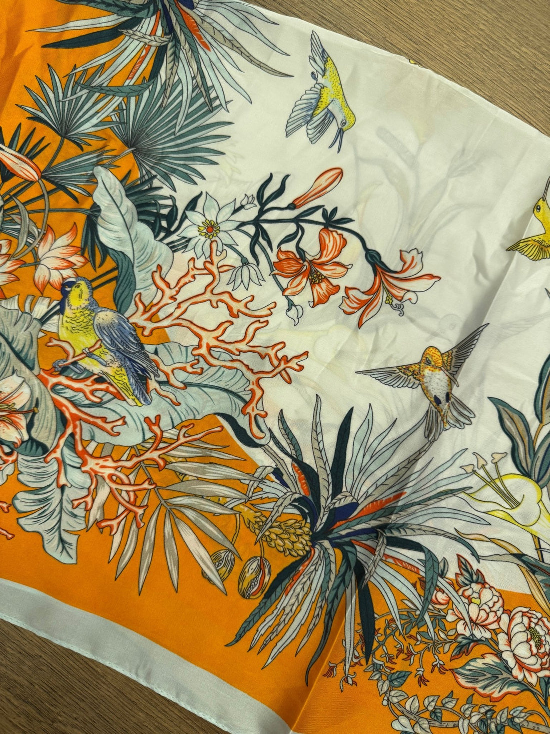 Foulard orange imprimé fleur - Léone