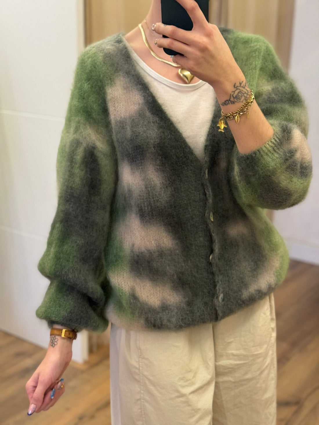 Gilet en mohair Willy vert - Léone