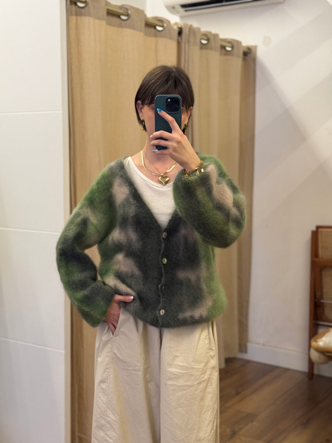 Gilet en mohair Willy vert - Léone