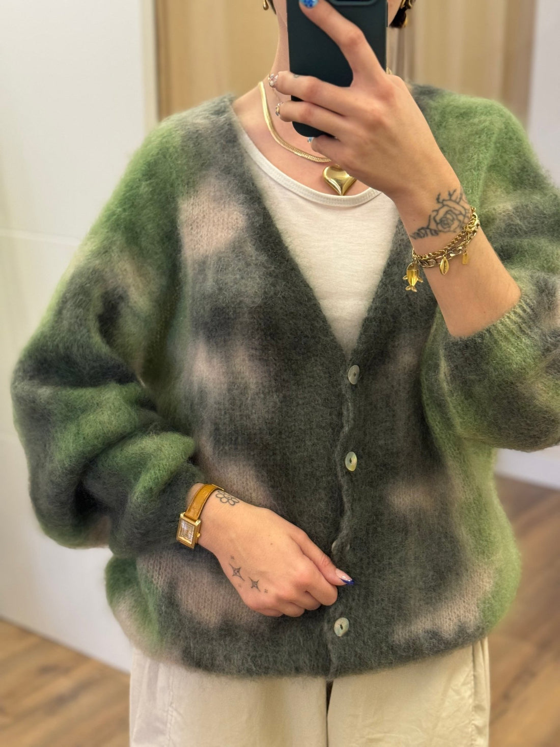 Gilet en mohair Willy vert - Léone